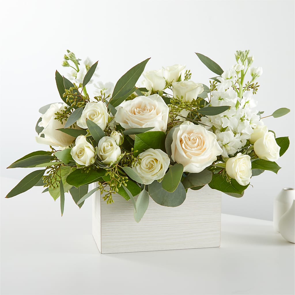 Fresh Linen Box Bouquet – Peonies Plants On Main, Woodruff SC