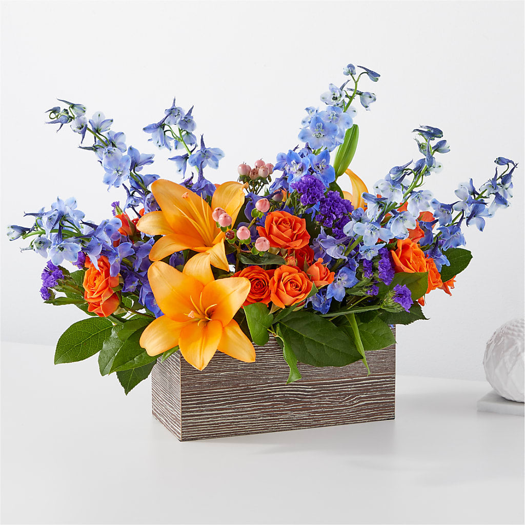 Radiant Citrus Box Bouquet – Peonies Plants On Main, Woodruff SC