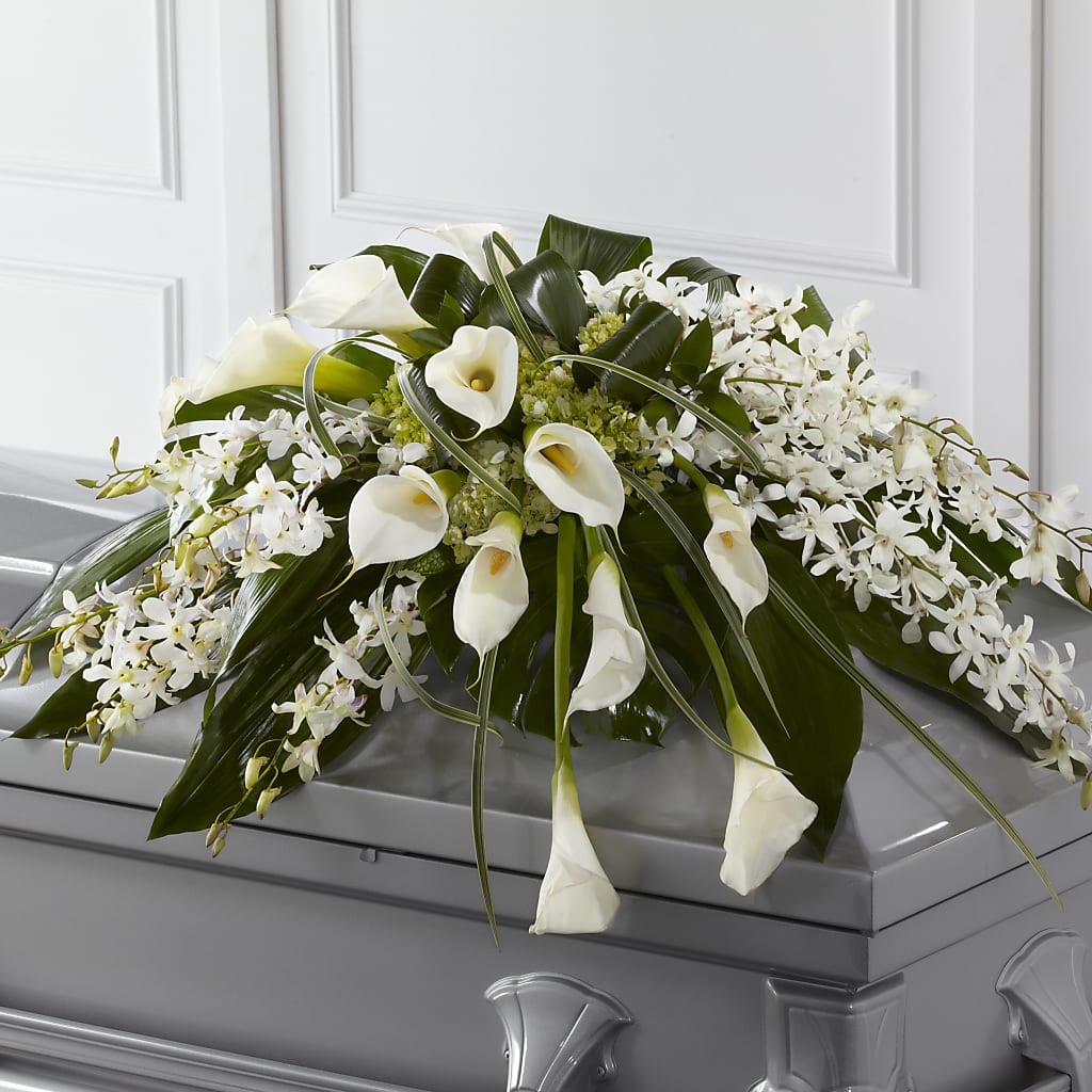 Angel Wings Casket Spray – Peonies Plants On Main, Woodruff SC
