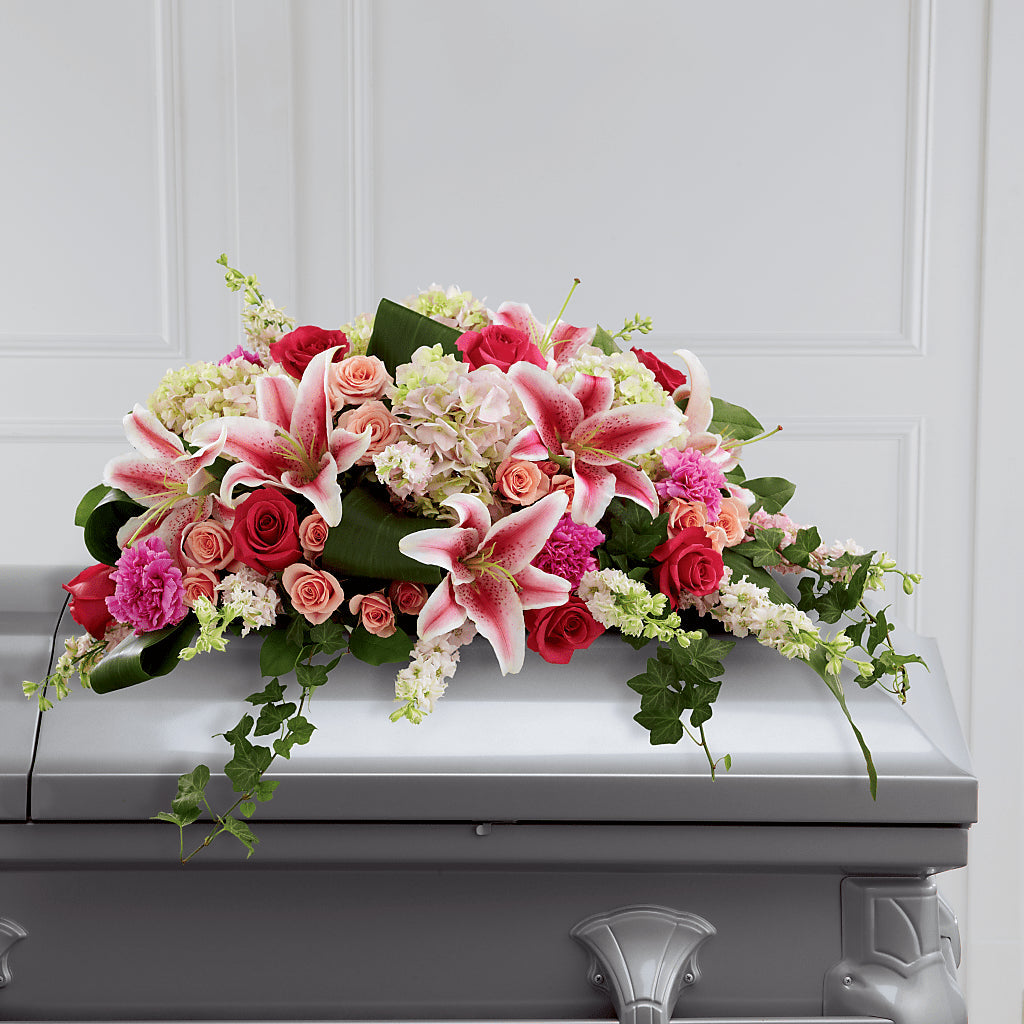 Splendid Grace Casket Spray – Peonies Plants On Main, Woodruff SC
