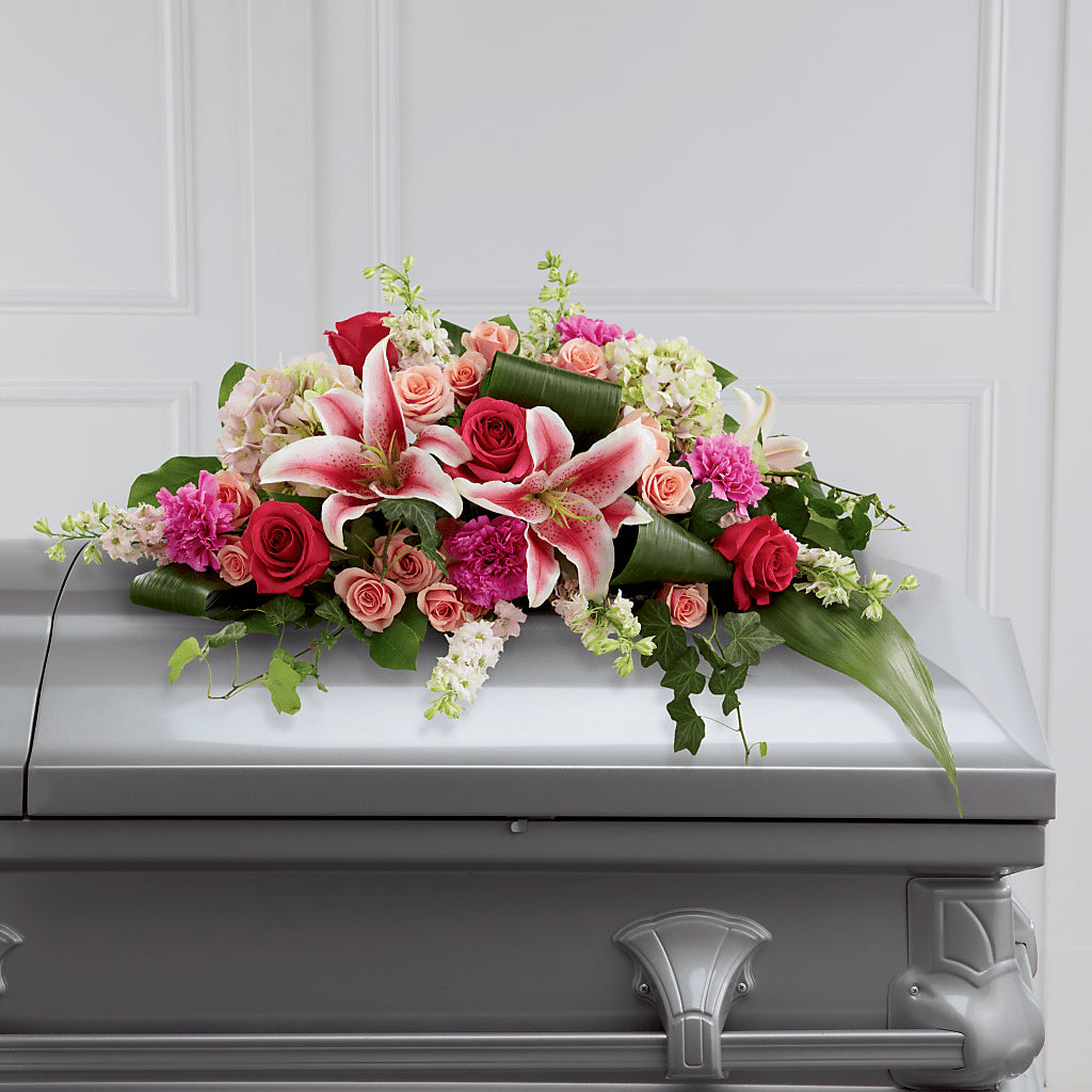 Splendid Grace Casket Spray – Peonies Plants On Main, Woodruff SC