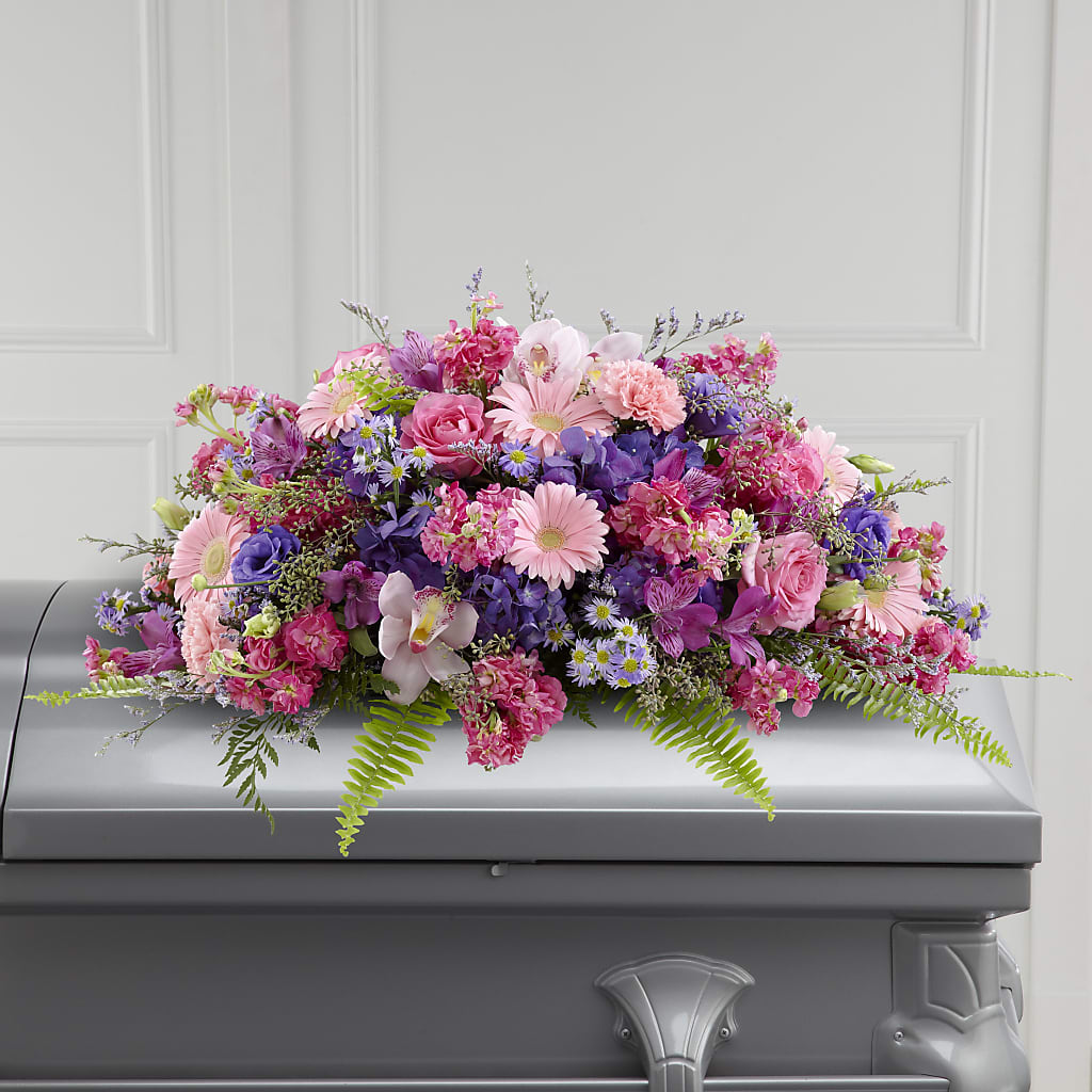 Glorious Garden Casket Spray – Peonies Plants On Main, Woodruff SC