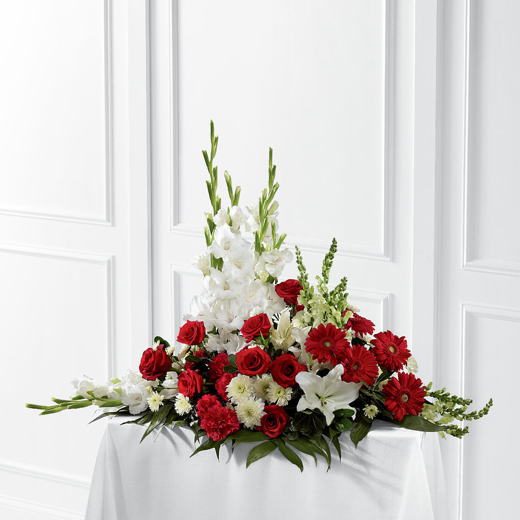 Crimson & White Arrangement – Peonies Plants On Main, Woodruff SC