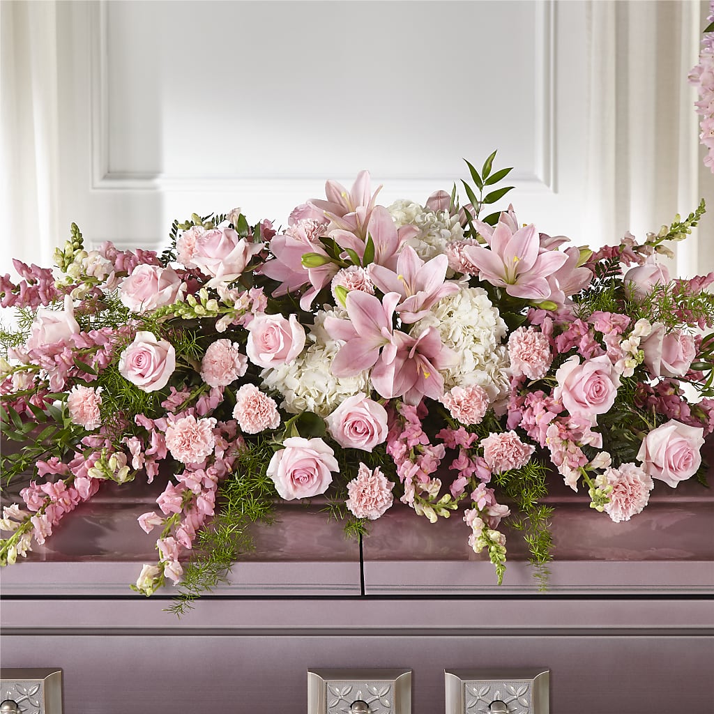 Life & Remembrance Casket Spray – Peonies Plants On Main, Woodruff SC