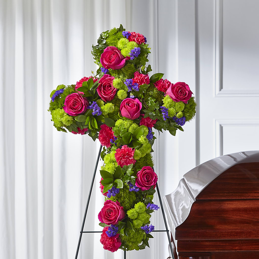 Tribute Rose Floral Cross – Peonies Plants On Main, Woodruff SC