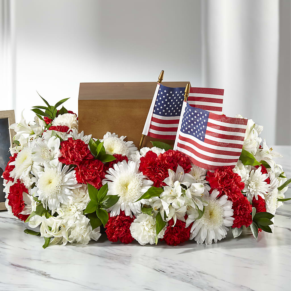 Spirit of Patriotism Cremation Adornment – Peonies Plants On Main, Woodruff SC