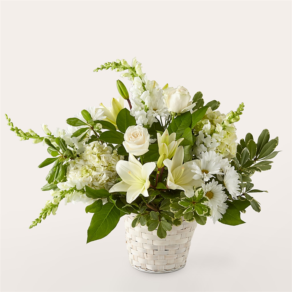 Ivory Elegance Floral Basket – Peonies Plants On Main, Woodruff SC