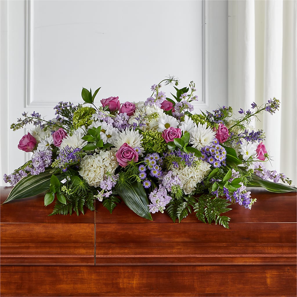 Meadows of Serenity Casket Spray – Peonies Plants On Main, Woodruff SC