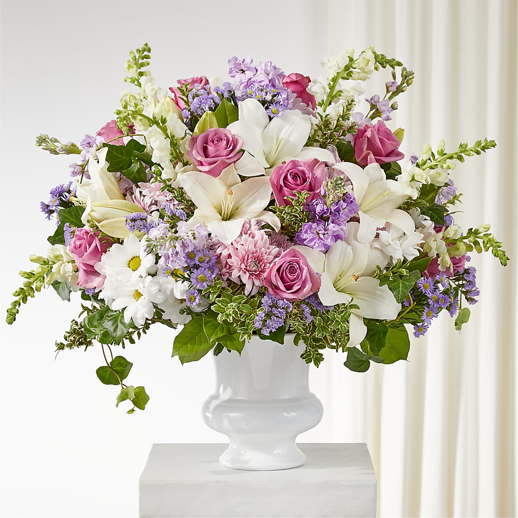 Remarkable Life Urn Arrangement – Peonies Plants On Main, Woodruff SC