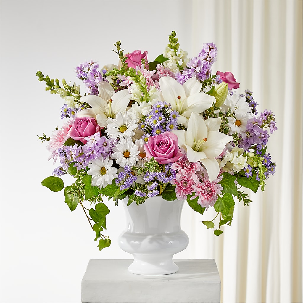 Remarkable Life Urn Arrangement – Peonies Plants On Main, Woodruff SC