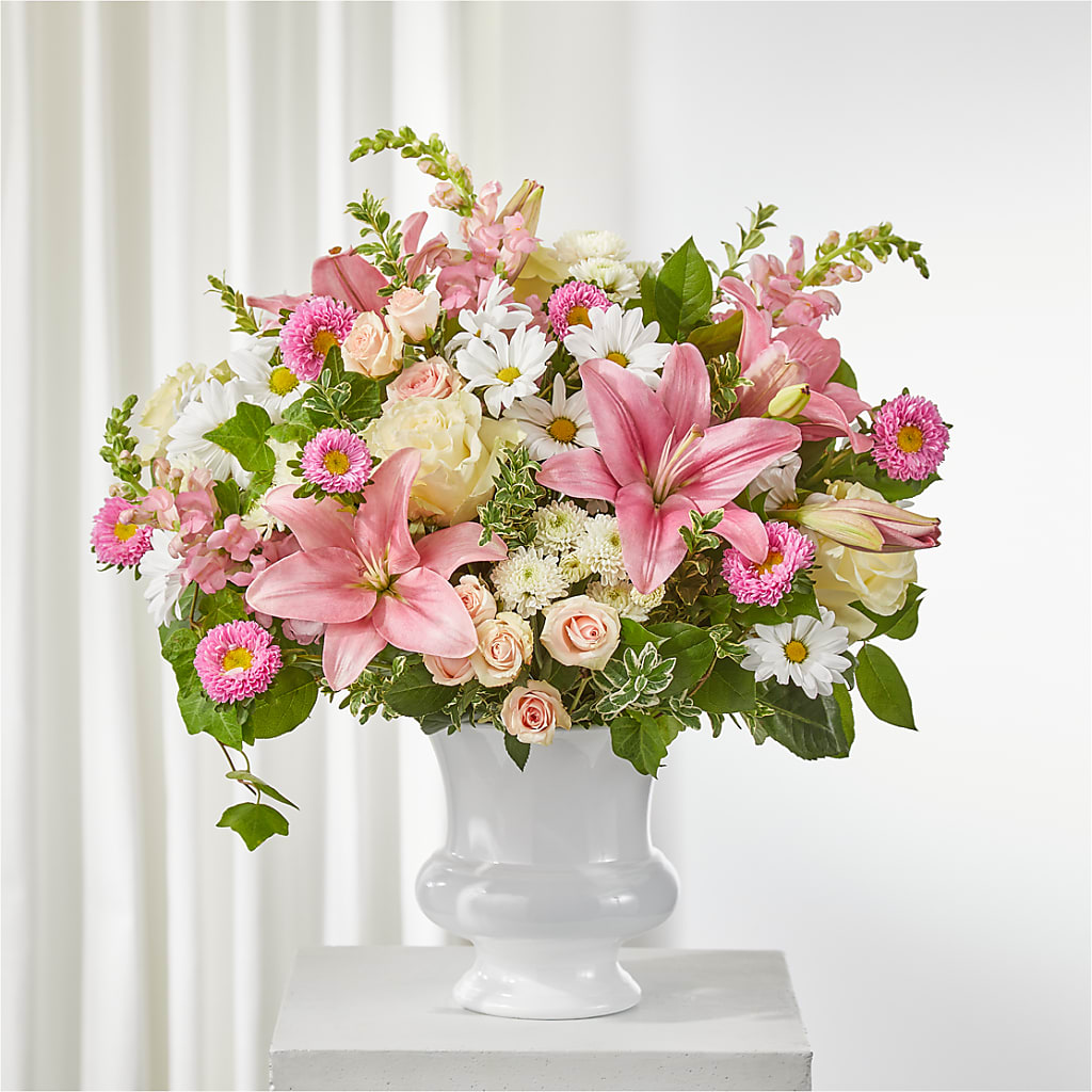 Empathetic Blooms Urn Arrangement – Peonies Plants On Main, Woodruff SC