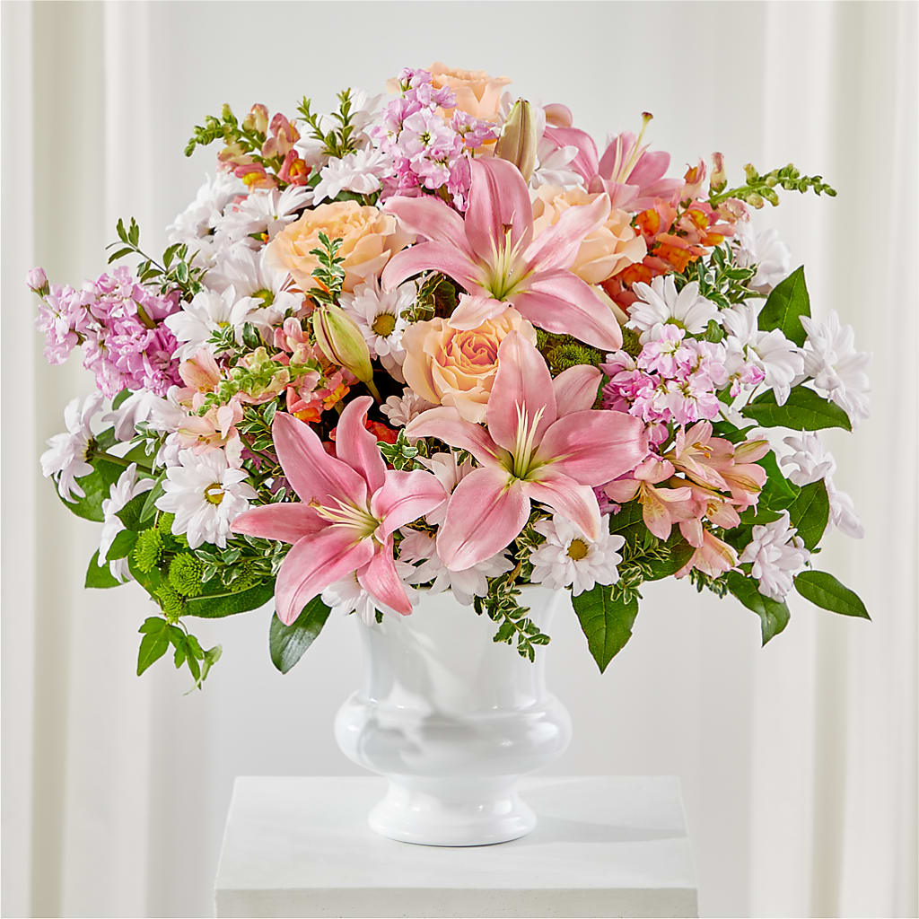 Heartfelt Gesture Urn Arrangement – Peonies Plants On Main, Woodruff SC