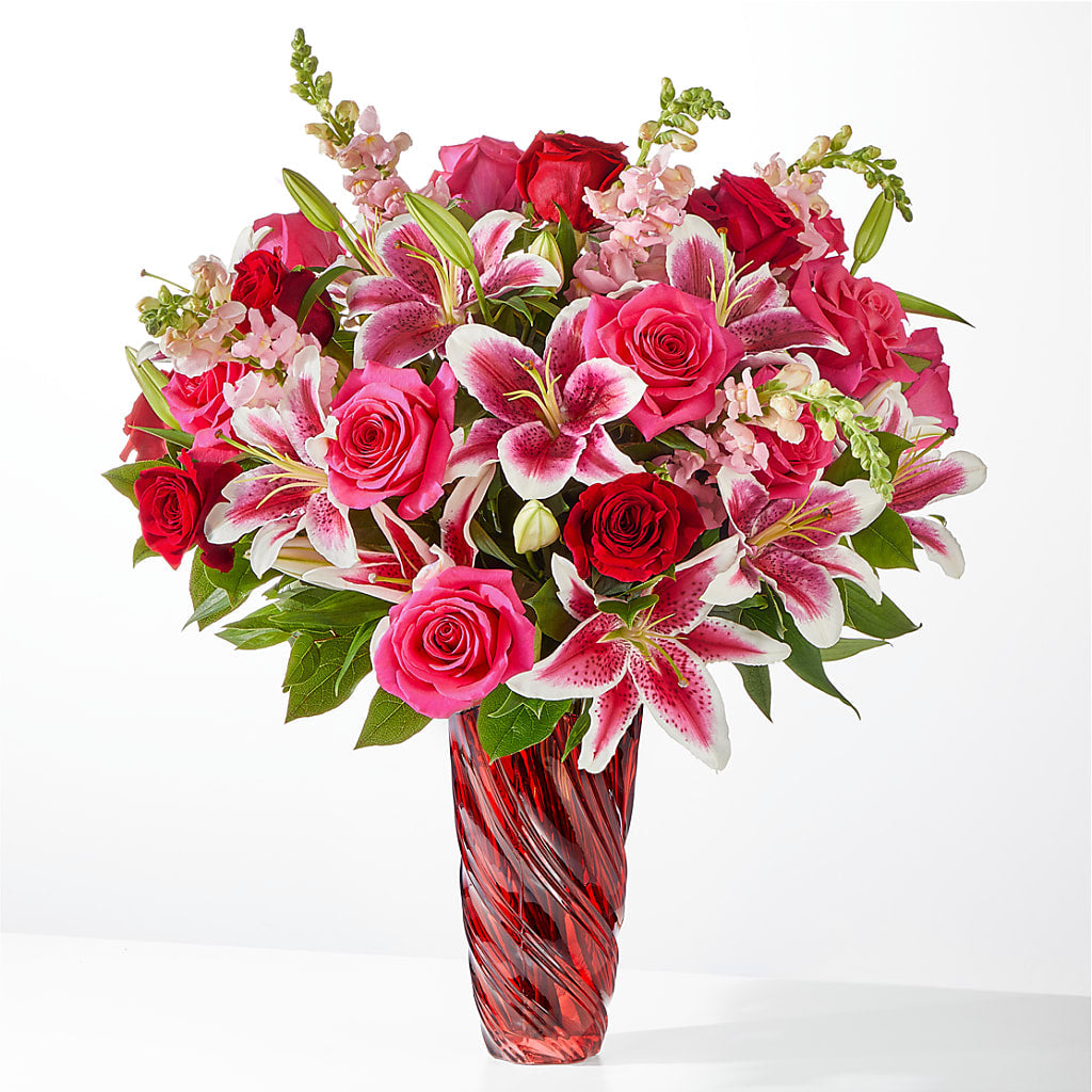 Always You Bouquet with Luxe Swirl Vase – Peonies Plants On Main, Woodruff SC