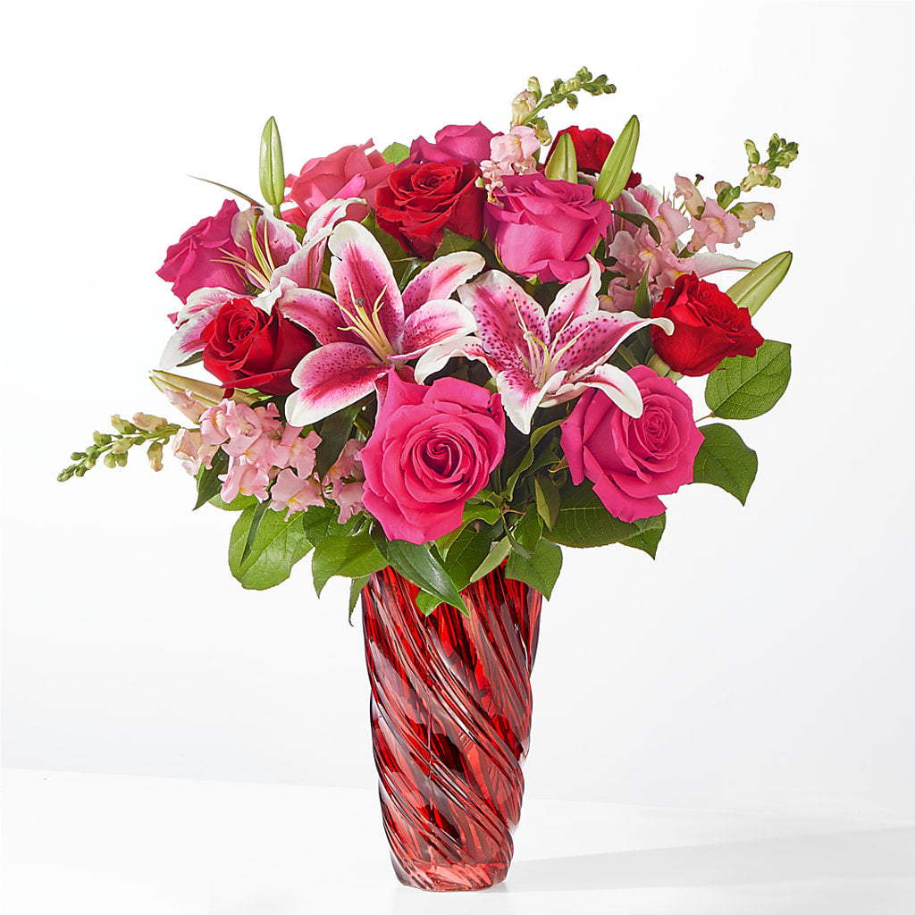Always You Bouquet with Luxe Swirl Vase – Peonies Plants On Main, Woodruff SC