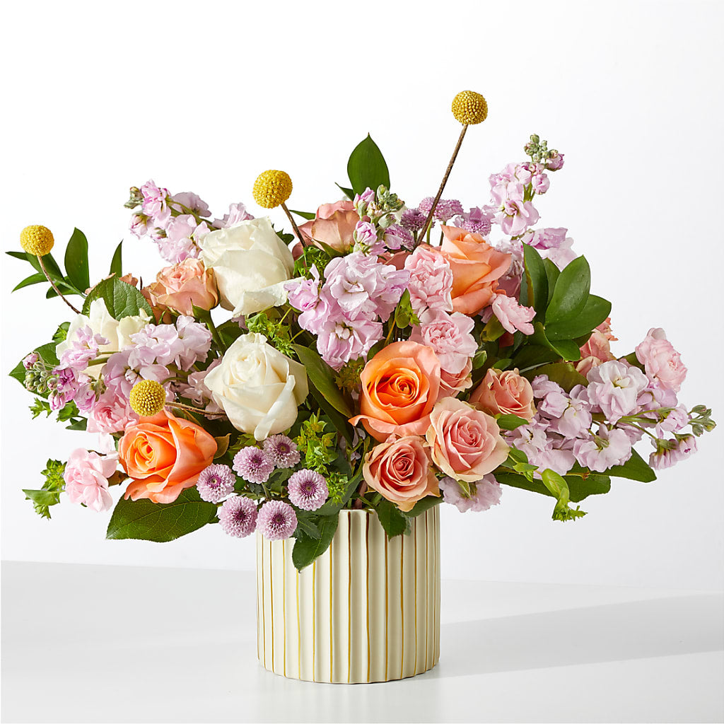 French Market Bouquet with Ivory Vase – Peonies Plants On Main, Woodruff SC
