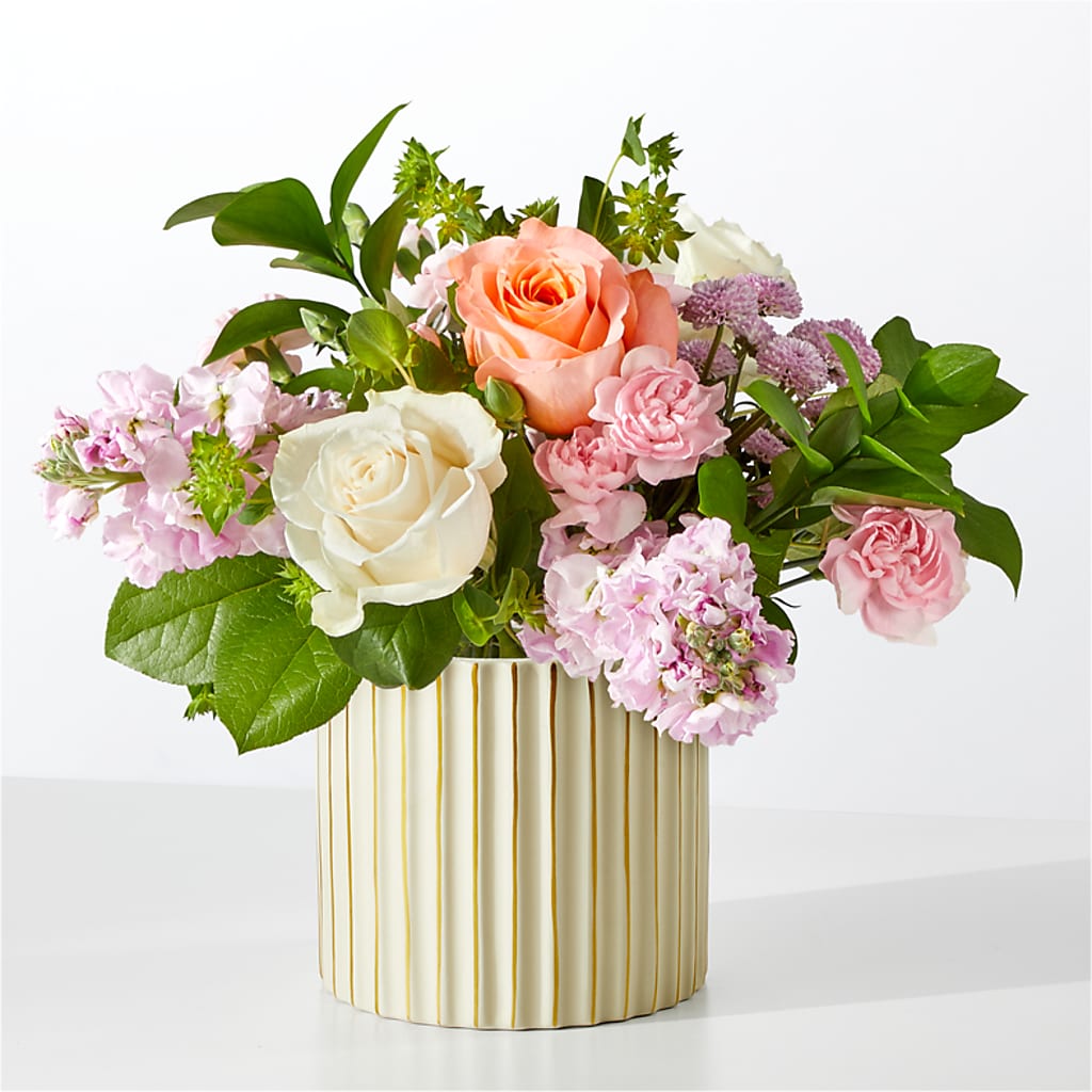 French Market Bouquet with Ivory Vase – Peonies Plants On Main, Woodruff SC