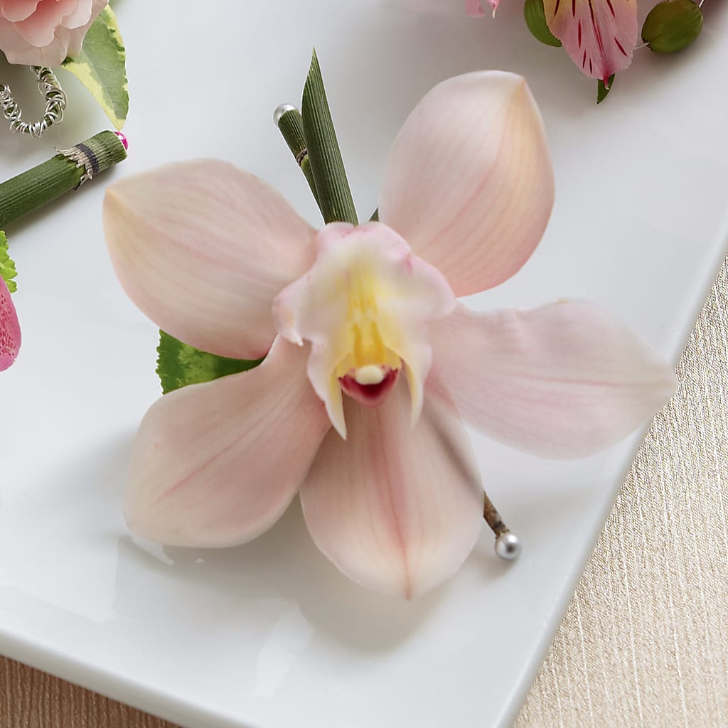 Pink Cymbidium Boutonniere – Peonies Plants On Main, Woodruff SC