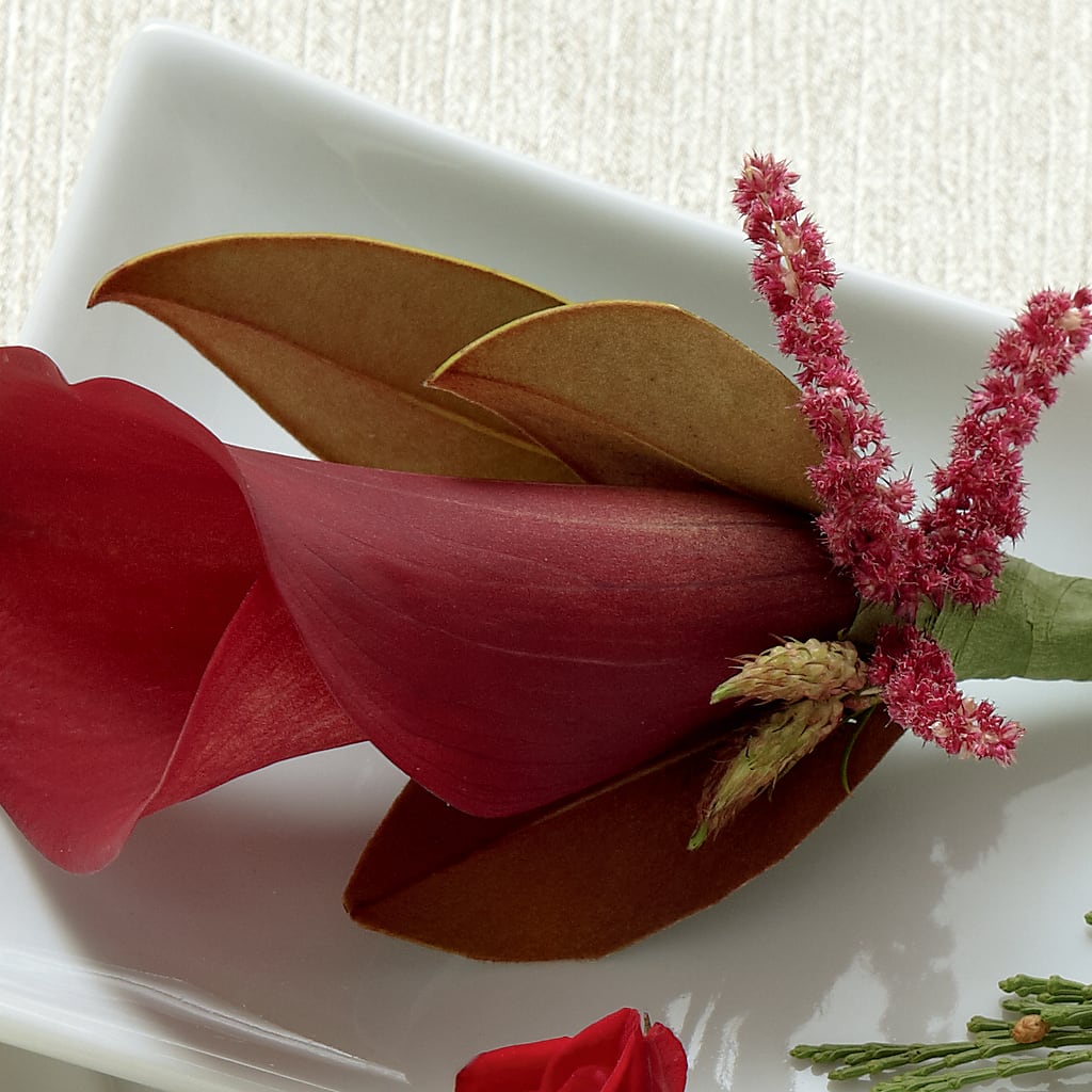 Red Calla Boutonniere – Peonies Plants On Main, Woodruff SC