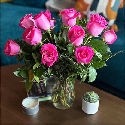 Long Stem Pink Rose Bouquet –  Peonies Plants On Main, Woodruff SC