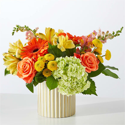 Autumn Sunshine Bouquet with Ivory Vase –  Peonies Plants On Main, Woodruff SC