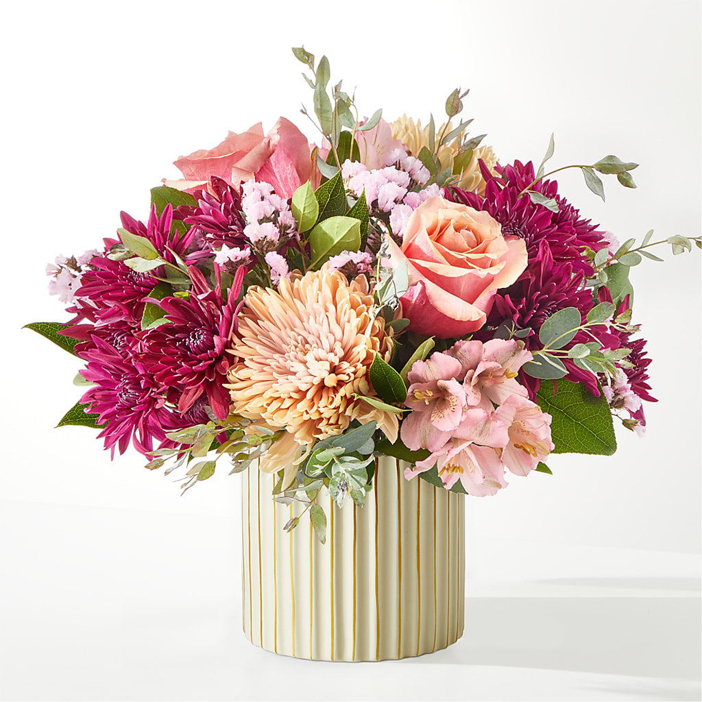 Berry Cobbler Bouquet with Ivory Vase –  Peonies Plants On Main, Woodruff SC