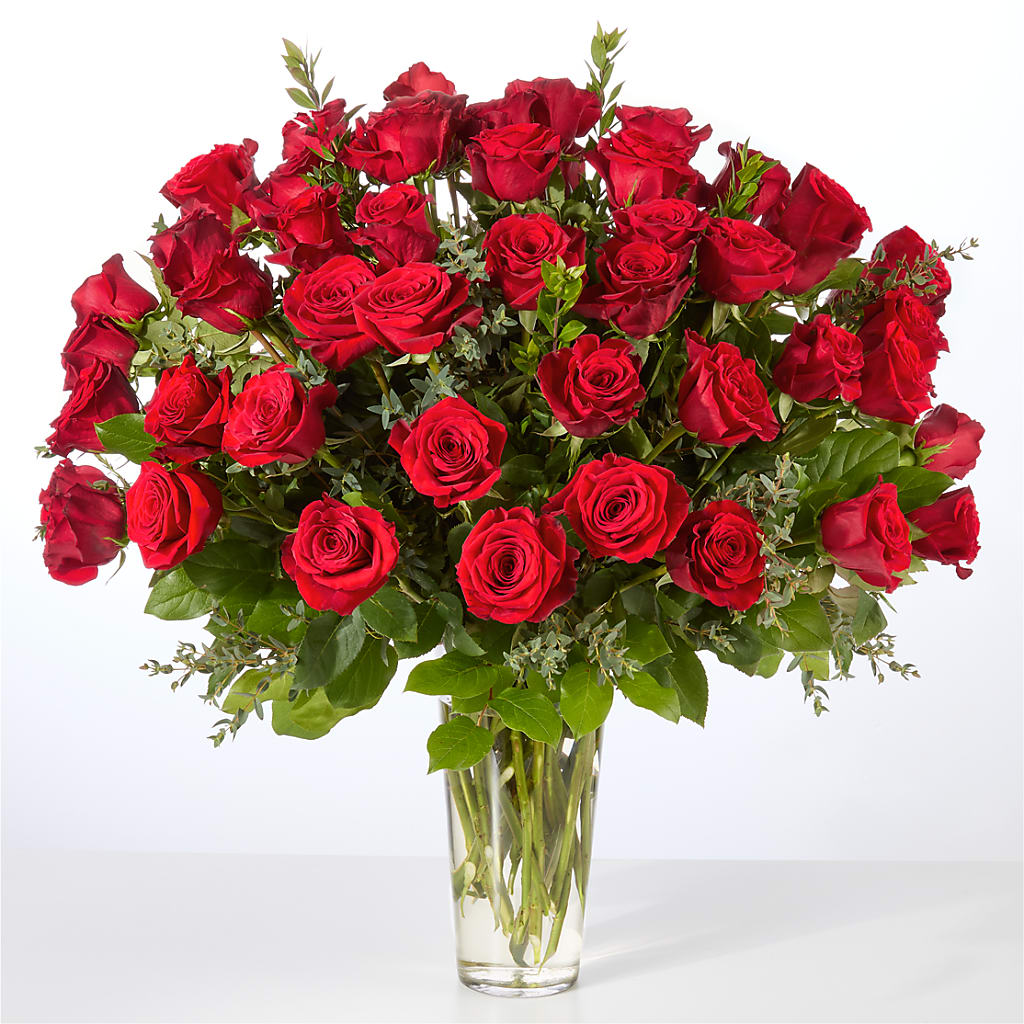 Forever Yours Fifty Stem Red Rose Bouquet –  Peonies Plants On Main, Woodruff SC